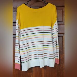 LANDS END STRIPED SWEATER 100% COTTON SIZE L/P